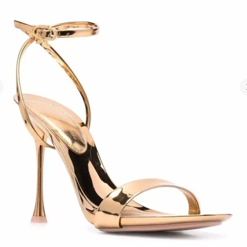 NEW Gianvito Rossi spice ribbon 95mm metallic-effect sandals